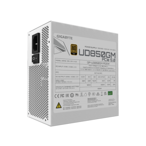 ספק כוח לבן Gigabyte UD850GM PG5 ICE 850W 80 Plus Gold ATX 3.1