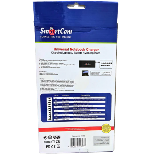 מטען אוניברסלי למחשבים ניידים 65W