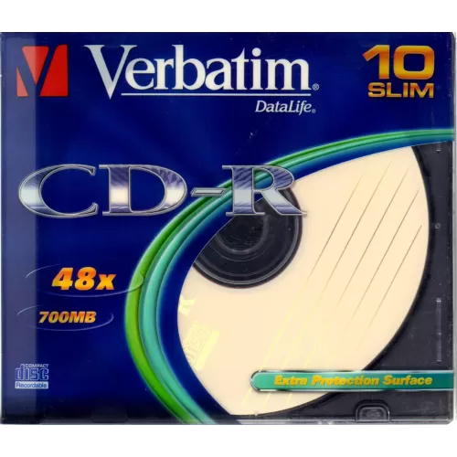 CD-R VERBATIM "תקליטורים ריקים 700MB 48X" קופסה 10 תקליטורים אטומים