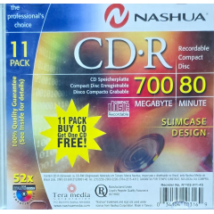 מארז 11 דיסקים RW של נאשואה בנפח 700 מגה-בייט בנפח 80 דקות