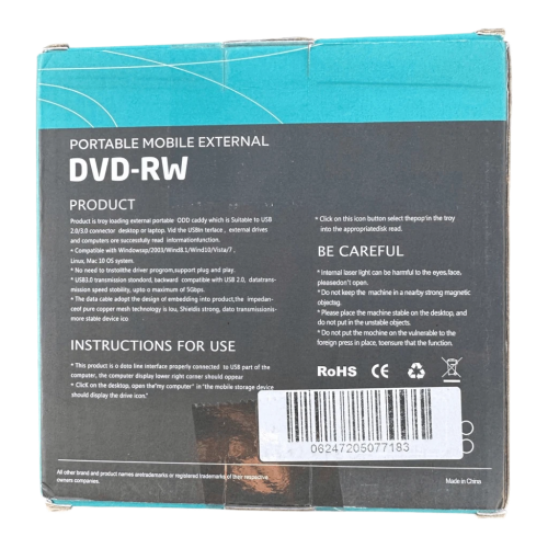 כונן DVD-RW חיצוני נייד וקפוץ, שחור דק חדש