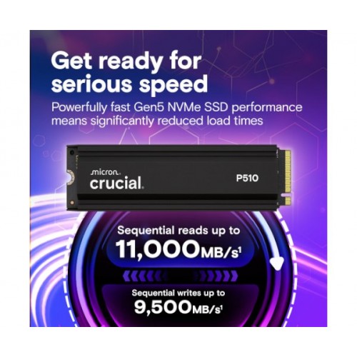 דיסק פנימי Crucial P510 1TB PCIe Gen5 NVMe 2280 M.2 with Heatsync
