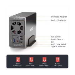 מארז חיצוני ל-2 דיסקים MAIVO HDD 3.5 DUAL BAY USB3.2 RAID