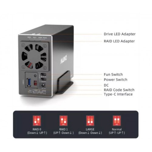מארז חיצוני ל-2 דיסקים MAIVO HDD 3.5 DUAL BAY USB3.2 RAID