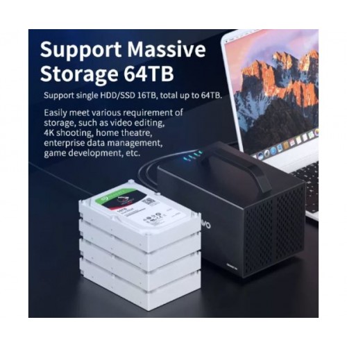 מארז ל4 דיסקים תומך RAID MAIVO 4X3.5inch USB3.1 TYPE-C HDMI