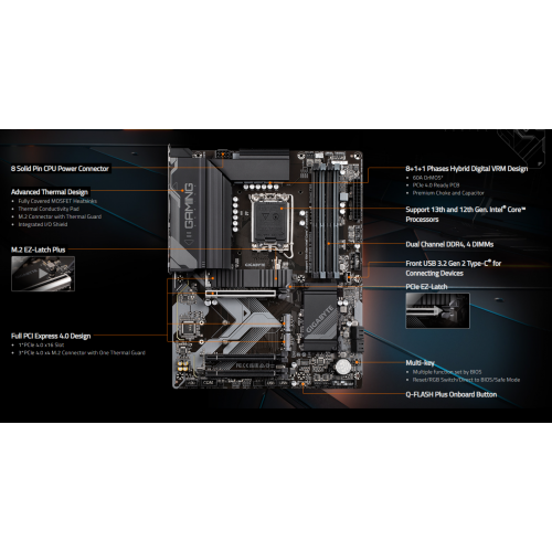 לוח Gigabyte B760 GAMING X DDR4 ATX LGA1700