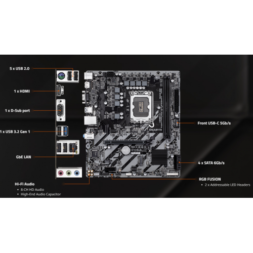 לוח Gigabyte H810M H 1.0 Micro-Atx DDR5 LGA1851 VGA HDMI