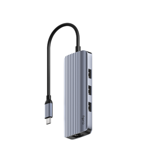 תחנת עגינה 4K-60Hz HDMI 100W PD & CUDY 6-IN-1 USB-C Hub with GbE