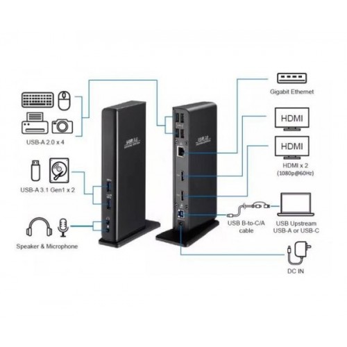 תחנת עגינה Gold Touch Dual Hdmi 4Xusb2.0 2XUSB3.1 SPK/Mic Lan