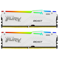 זכרון לנייח Kingston FURY Beast White RGB 32GB 2x16GB 5600MHZ c36