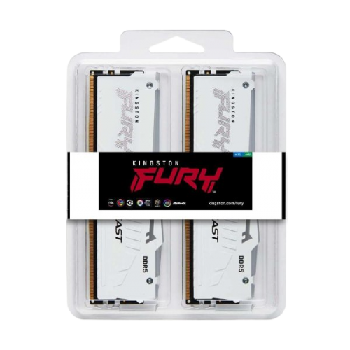 ז.לבן לנייח DDR5 32GB 2x16GB 6400Mhz C32 Kingston Fury Beast RGB