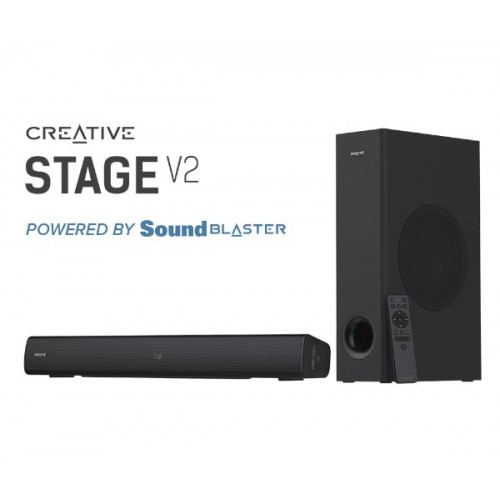 רמקולים CREATIVE STAGE V2 2.1 SOUNDBAR+SUBWOFER BT 5.0 160W ARC
