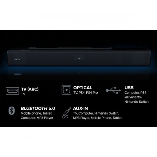 רמקולים CREATIVE STAGE V2 2.1 SOUNDBAR+SUBWOFER BT 5.0 160W ARC