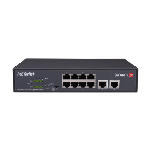 סוויץ 2PORT UPLOAD 1GB + Provision PoES-08120C+2GI 8port 10/100