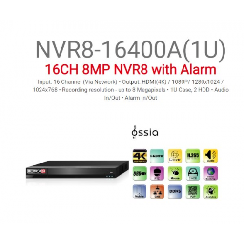 מערכת הקלטה לשש עשרה מצלמות V2-2T 1U-)Provision 5mp IP NVR8-16400