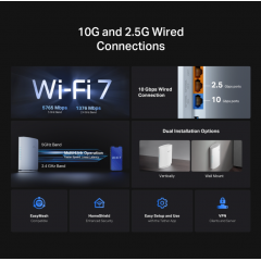 נתב TPLink BE7200 Archer BE450 WIFI 7 up to 7.2Gbps 10GB/2.5GBLan