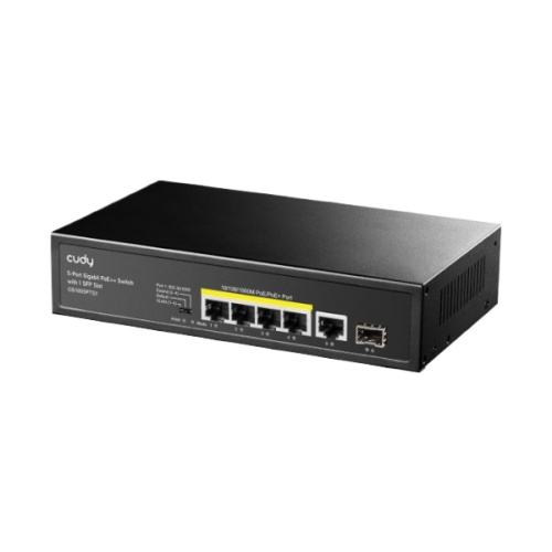 מתג לא מנוהל CUDY GS1005PTS1 5PORT 1GB POE 1XSFP total 120W