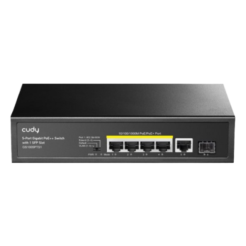 מתג לא מנוהל CUDY GS1005PTS1 5PORT 1GB POE 1XSFP total 120W