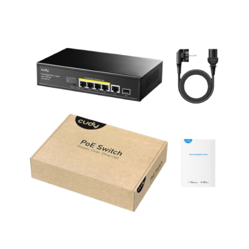 מתג לא מנוהל CUDY GS1005PTS1 5PORT 1GB POE 1XSFP total 120W