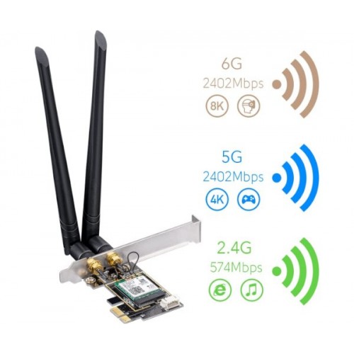 כ.רשת אלחוטי Cudy WE3000 AX200 WIFI 6 Bluetooth 5.2 PCI-E