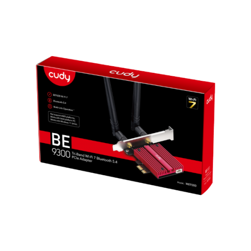 כרטיס רשת CUDY WE9300 PCIE WIFI7 BT5.4 6GHz UP TO 5760 Mbps