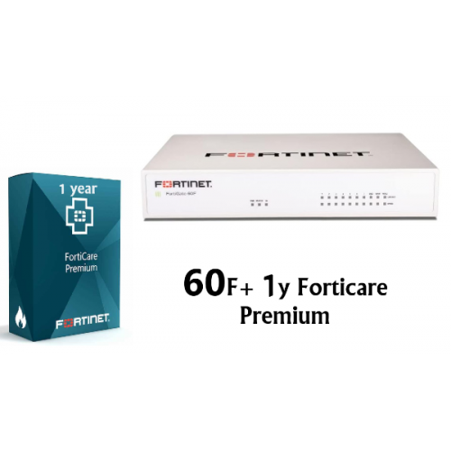 באנדל מכשיר ורשיון FortiGate-60F HW PLUS UTP 1y