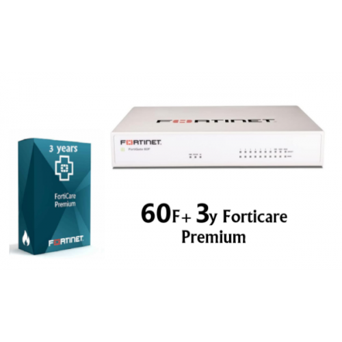 באנדל מכשיר 60F ורשיון FortiGate-60F HW PLUS 3y
