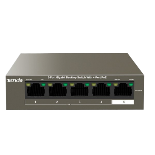 מתג לא מנוהל Tenda 5 Port With 4 PORT POE Gigabit Switch 63W