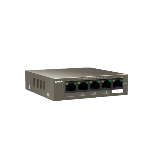 מתג לא מנוהל Tenda 5 Port With 4 PORT POE Gigabit Switch 63W