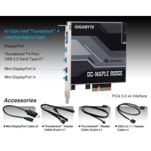 כרטיס הרחבה ללוחות Gigabyte נתמכים Gigabyte Thunderbolt 4