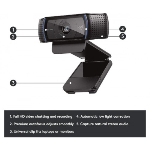 מצלמת אינטרנט Logitech C920 1080p HD Pro Webcam With Mic