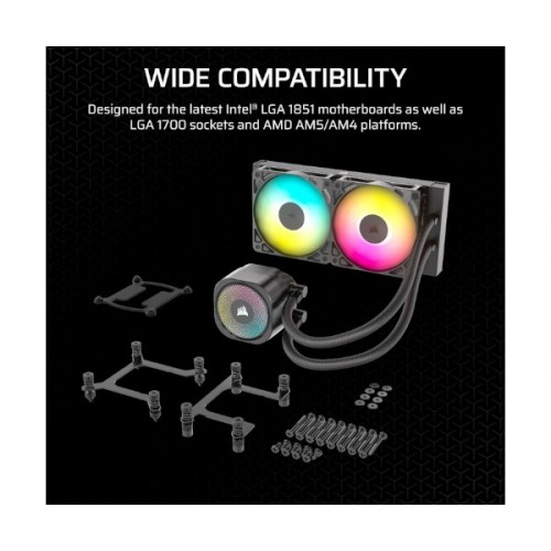 קירור נוזלי Corsair iCUE NAUTILUS 240 RS RGB Black 240mm AIO