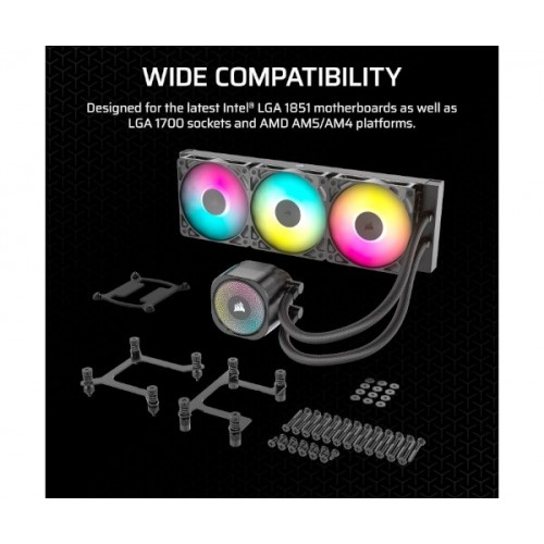 קירור נוזלי Corsair iCUE NAUTILUS 360 RS RGB Black 360mm AIO