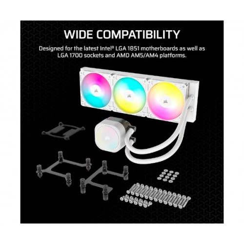 קירור נוזלי לבן Corsair iCUE NAUTILUS 360 RS White 360mm AIO
