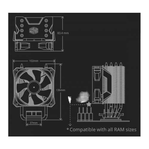 קירור אוויר למעבד AMD & Cooler Master Hyper H410R RGB Intel