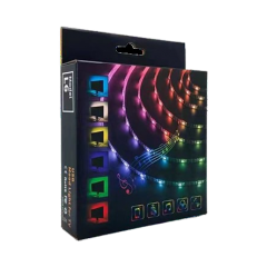 פס LED באורך 5 מטר עמיד במים IP65, נשלט באמצעות שלט רחוק IR, אפליקציה, או לוח קפיצים