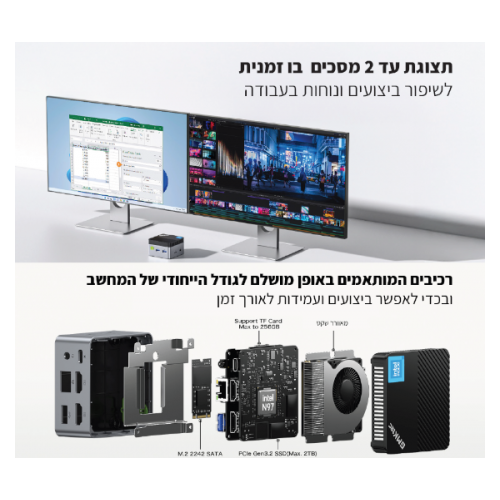 מחשב נייח קטן GMK-G5 Intel N97 12GB 256NVME WIN11 Pro