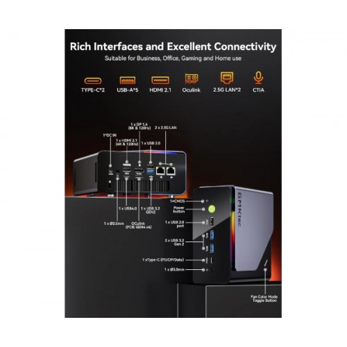 מחשב נייח קטן GMKtec K12 Plus AMD R7 H255 32GB DDR5 1TB WIN11PR