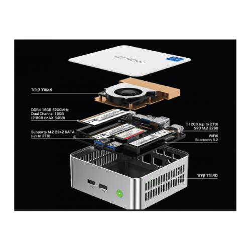 מחשב נייח קטן GMK-M3 Intel I5-12450H 16GB 512NVME WIN11 Pro