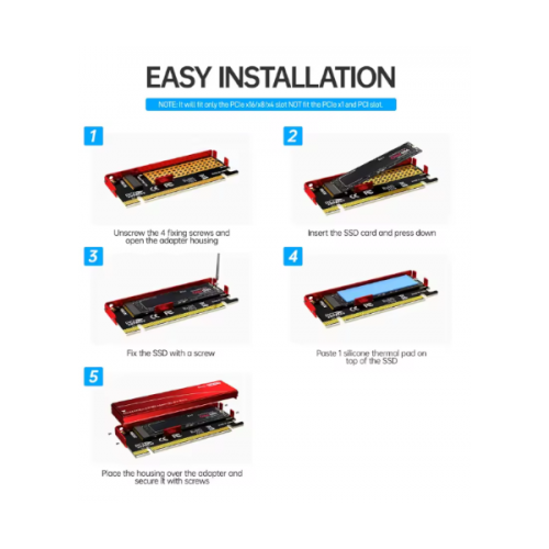 כרטיס הרחבה PCIe x16 to M.2 Adapter w/HS Support 2280 M.2