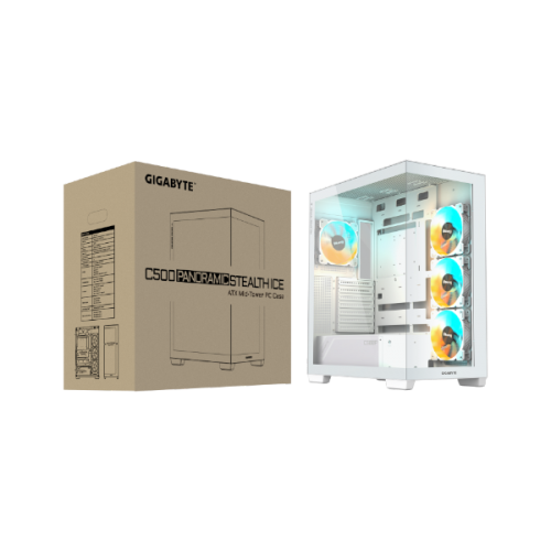 מארז לבן GIGABYTE C500 PANORAMIC STEALTH ICE Mid-Tower ATX
