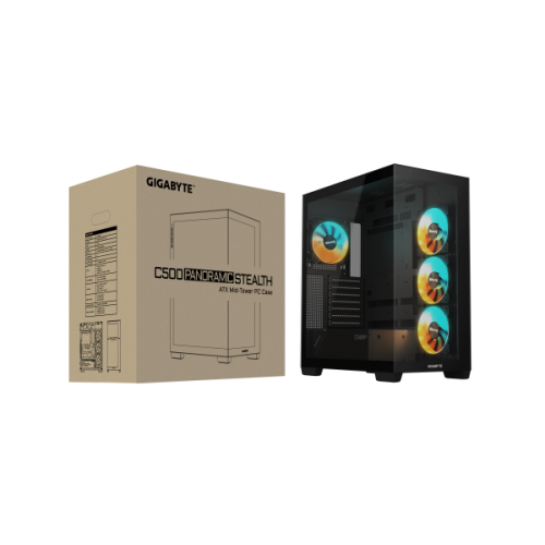 מארז GIGABYTE C500 PANORAMIC STEALTH Mid-Tower4X120mm ARGB Fans