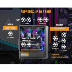 מארז Antec NX292 ARGB Mid Tower E-ATX MB 3X120MM ARGB SIDE GLASS