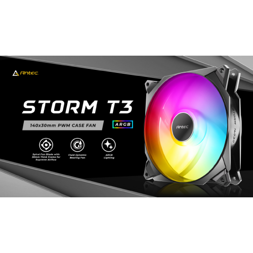 מאווררים למארז Antec Storm T3 140mm Black ARGB 3 Fan Pack
