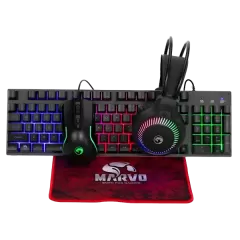 מקלדת, אוזניות, עכבר, משטח עכבר מדגם Marvo Gaming COMBO Loot 40 CM416 4 ב-1 - MARVO-CM416