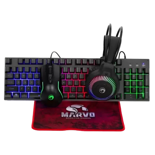 מקלדת, אוזניות, עכבר, משטח עכבר מדגם Marvo Gaming COMBO Loot 40 CM416 4 ב-1 - MARVO-CM416