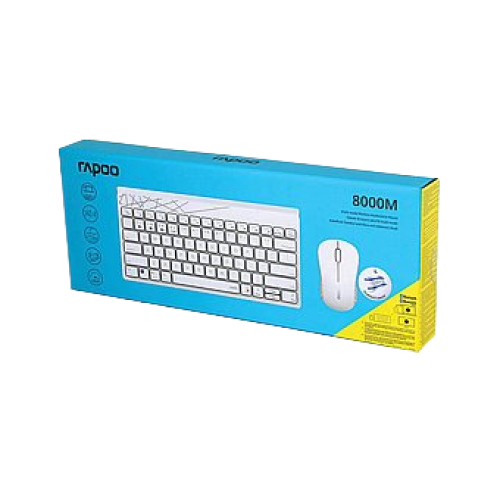 סט מקלדת ועכבר Rapoo 8000M 2.4GHz Wireless / Bluetooth Multi-Mode - צבע לבן