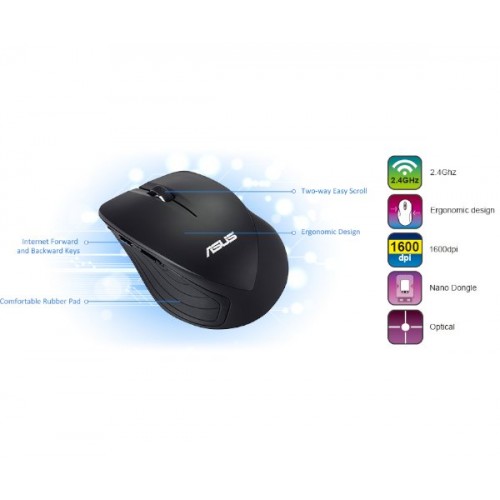 עכבר אלחוטי ASUS WT465 V2 Ergonomic design 2.4GHZ Black