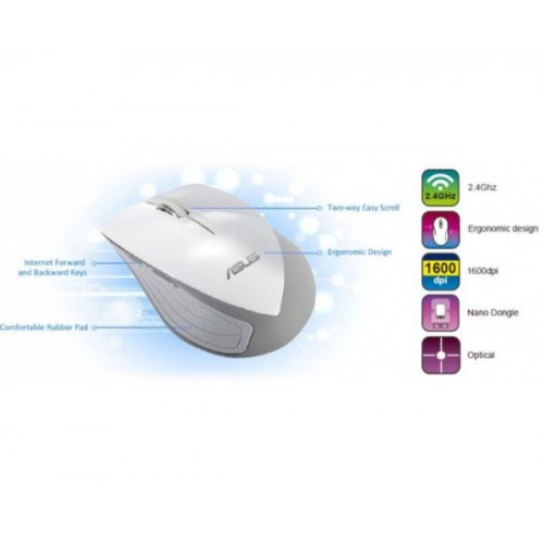 עכבר אלחוטי ASUS WT465 V2 Ergonomic design 2.4GHZ White