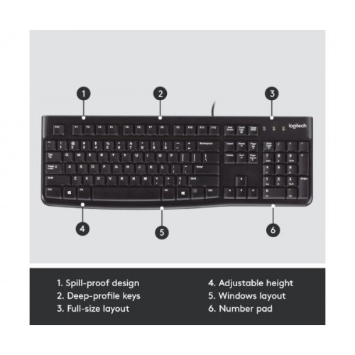 מקלדת לוגיטק חוטית עברית אנגלית LOGITECH K120
